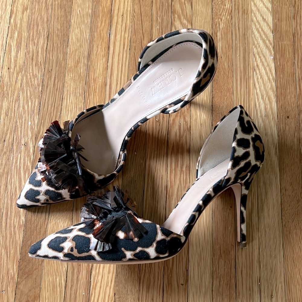 J. Crew Collection Elsie Pumps in Leopard Print with Sequins Size 8.5